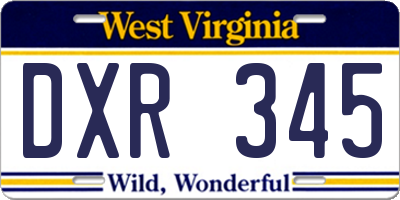 WV license plate DXR345