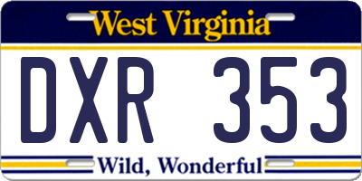 WV license plate DXR353