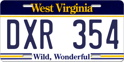 WV license plate DXR354
