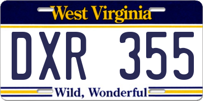 WV license plate DXR355