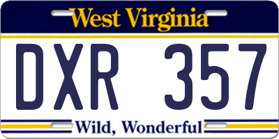 WV license plate DXR357