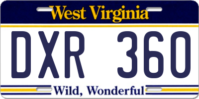 WV license plate DXR360