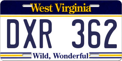 WV license plate DXR362