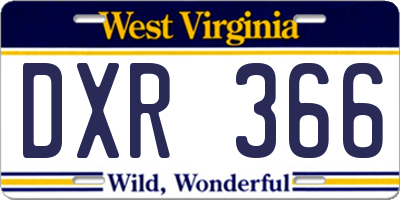 WV license plate DXR366