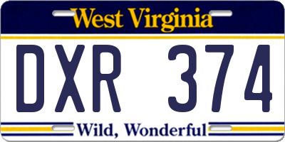 WV license plate DXR374
