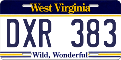 WV license plate DXR383