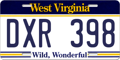 WV license plate DXR398