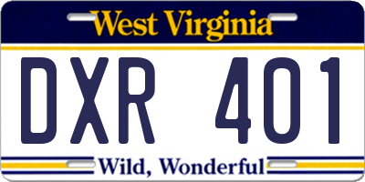 WV license plate DXR401