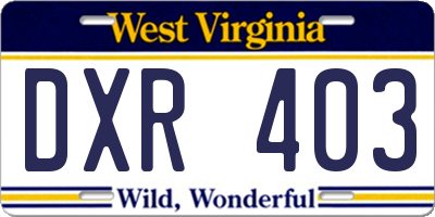 WV license plate DXR403