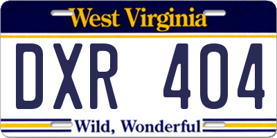 WV license plate DXR404