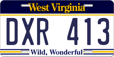 WV license plate DXR413