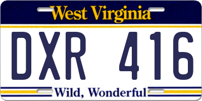 WV license plate DXR416