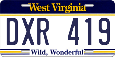 WV license plate DXR419