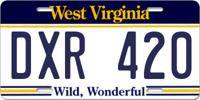 WV license plate DXR420