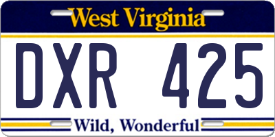 WV license plate DXR425