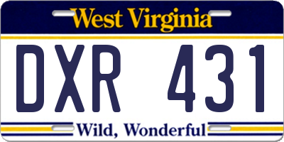 WV license plate DXR431