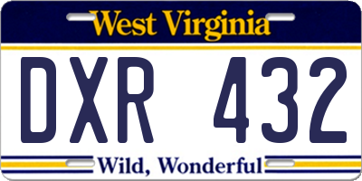 WV license plate DXR432