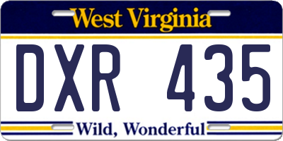 WV license plate DXR435