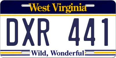 WV license plate DXR441