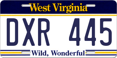 WV license plate DXR445