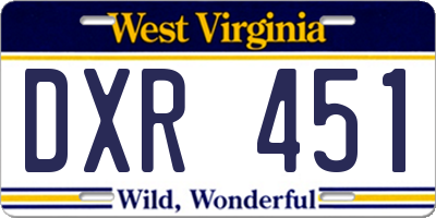 WV license plate DXR451