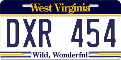 WV license plate DXR454