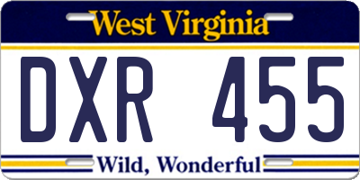 WV license plate DXR455