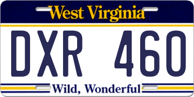 WV license plate DXR460