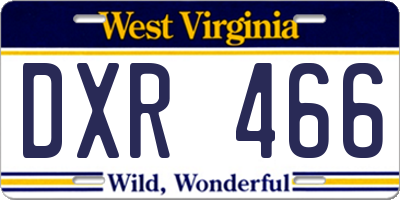 WV license plate DXR466
