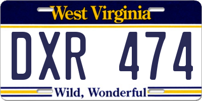 WV license plate DXR474
