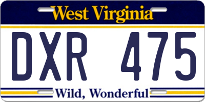 WV license plate DXR475