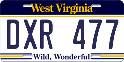 WV license plate DXR477