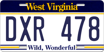 WV license plate DXR478