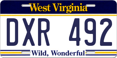 WV license plate DXR492