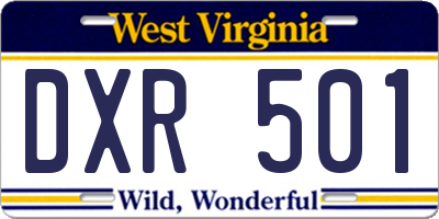 WV license plate DXR501