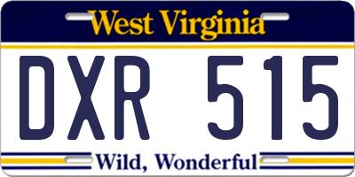 WV license plate DXR515