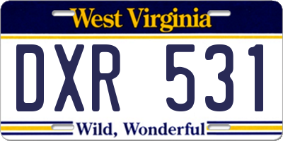 WV license plate DXR531