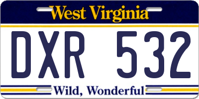 WV license plate DXR532