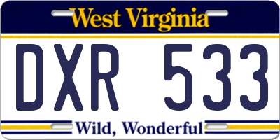 WV license plate DXR533