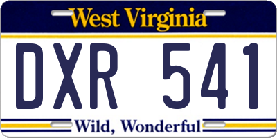 WV license plate DXR541