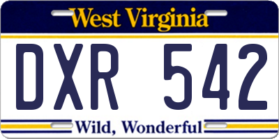 WV license plate DXR542