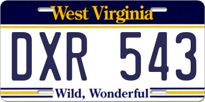 WV license plate DXR543