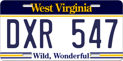 WV license plate DXR547