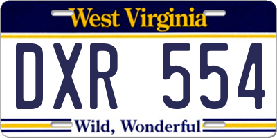 WV license plate DXR554
