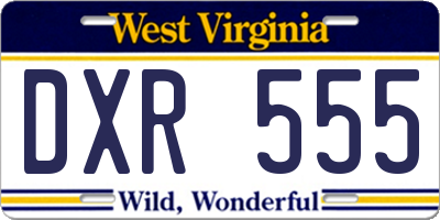 WV license plate DXR555