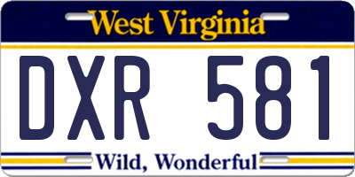 WV license plate DXR581