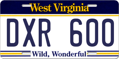 WV license plate DXR600