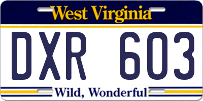 WV license plate DXR603
