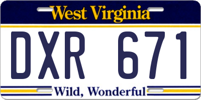 WV license plate DXR671