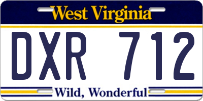 WV license plate DXR712